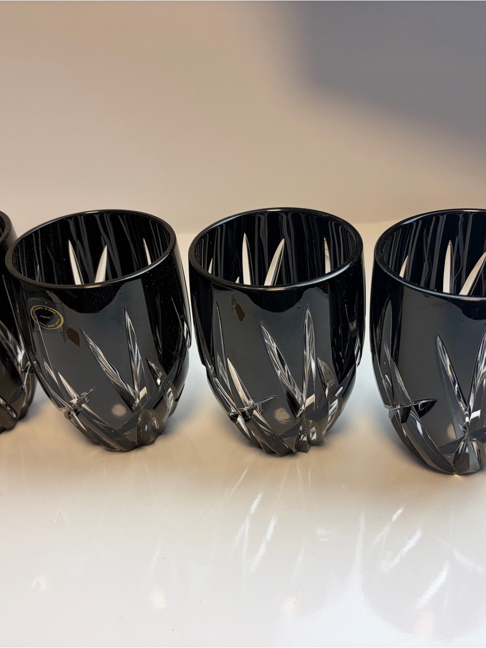 Set of Black Cut Crystal Tumblers